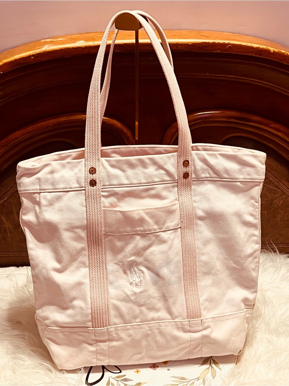 Ralph Lauren Pale Pink Canvas Tote